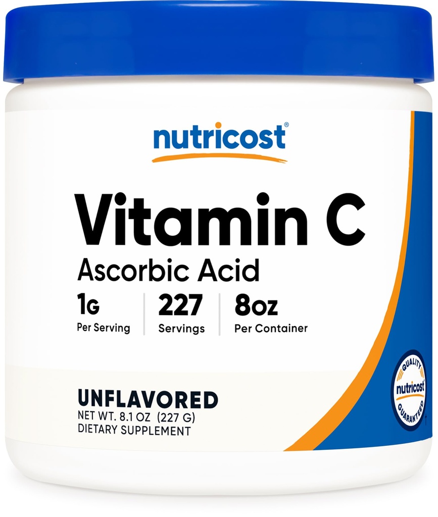 Nutricost Ασκορβικό Οξύ σε σκόνη (βιταμίνη C) 0,5 LBS (8 ουγγιά)
