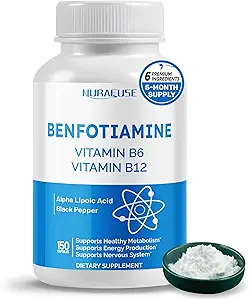 Liposomal Benfotiamine with Vitamin B6, Vitamin B12, Alpha Lipoic Acid, Curcumin - Support Healthy Metabolism, Energy Levels- Made and Tested in The USA