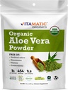 Vitamatic Certified USDA Organic Aloe Vera Powder – 1 lb (16 oz) Υποστηρίζει το δέρμα, την πέψη, το Detox & την ανοσοποιητική υγεία 