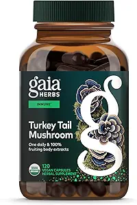Gaia Herbs Turkey Mushroom ουράς - συμπλήρωμα υποστήριξης του ανοσοποιητικού για να βοηθήσει στη διατήρηση της υγείας του ήπατος - με οργανική Τουρκία Mushroom ουράς Fruiting Body Extract - 120 κάψουλες Vegan