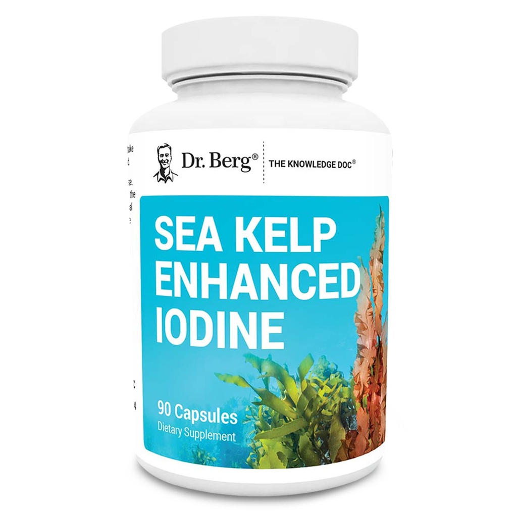 Berg Sea Kelp Enhanced Iodine - 200 mcg Premium Iodine - Seaweed Blend Περιλαμβάνει Klamath Blue-Green Algae & Sea Kelp - 90 Κάψουλες