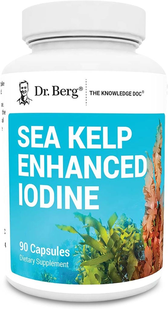 Berg Sea Kelp Enhanced Iodine - 200 mcg Premium Iodine - Seaweed Blend Περιλαμβάνει Klamath Blue-Green Algae & Sea Kelp - 90 Κάψουλες