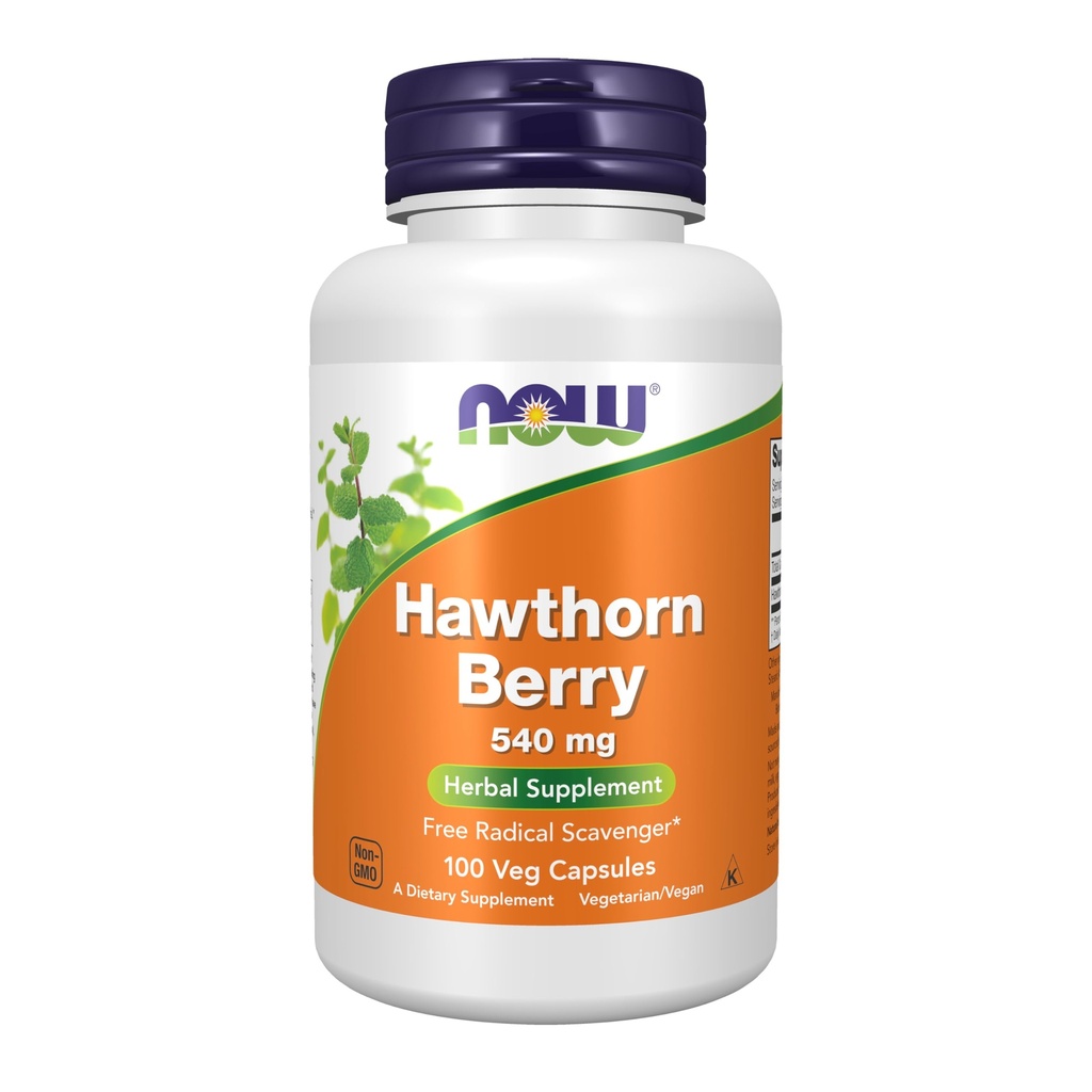NOW Foods Supplements, Hawthorn Berry 540 mg, Free Radical Scavenger*, Herbal Supplement, 100 Veg Κάψουλες