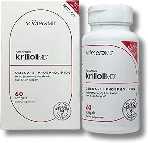 ScimeraMD® KrillOilMD Ανταρκτικής Krill Oil Omega 3 DHA συμπλήρωμα EPA με Ασταξανθίνη για την καρδιά, τον εγκέφαλο, και κοινή υποστήριξη, 60 CT