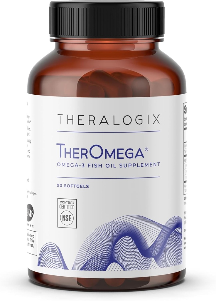 Theralogix TherOmega Omega-3 Fish Oil Συμπλήρωμα - Υποστηρίζει καρδιά, εγκέφαλο, ανοσοποιητικό και κοινή υγεία * - 700 mg DHA & EPA από Wild Alaska Pollock - Sustainablely Πηγή - NSF Certified - 90 Softgels