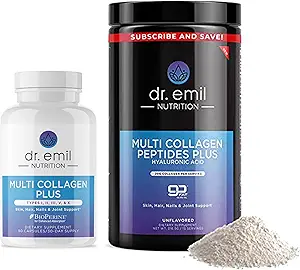 DR. EMIL NUTRITION Complete Multi Collagen Bundle - Double The Collagen & Double The Hair, Skin & Nails Benefits - Collagen Peptide Pills & Collagen Powder Bundle (15 Servings)