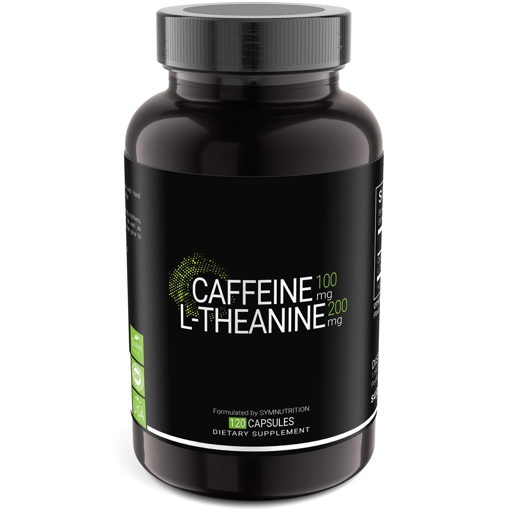 SYMNUTRITION Caffeine 100mg, L-Θεανίνη 200mg — 120 Count (V-Capsules) / 120 Services: Κατασκευάζεται σε cGMP-Εγγραφείσα εγκατάσταση στις ΗΠΑ; Vegan & Gluten Free