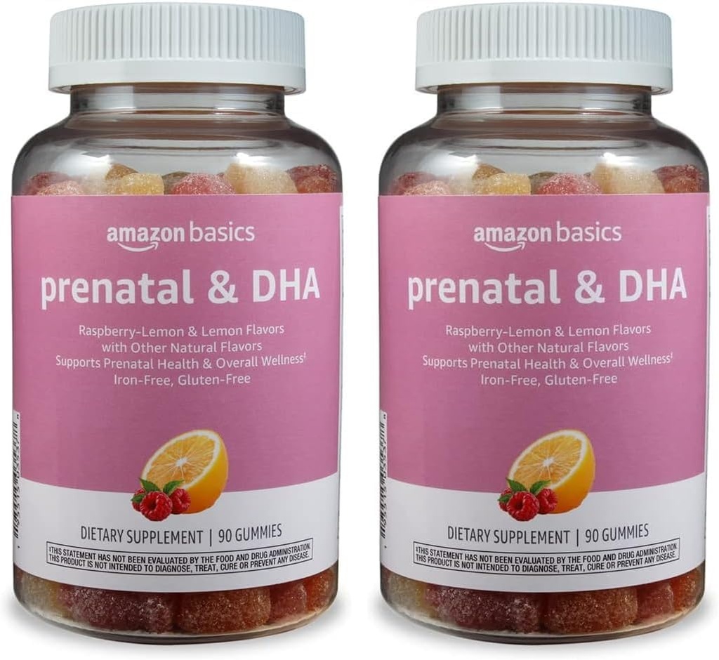 Βασικές Προγεννητικές & DHA Gummy, Βατόμουρο & άρωμα λεμόνι, 90 κόμης (Πρώην Solimo) (πακέτο του 2)