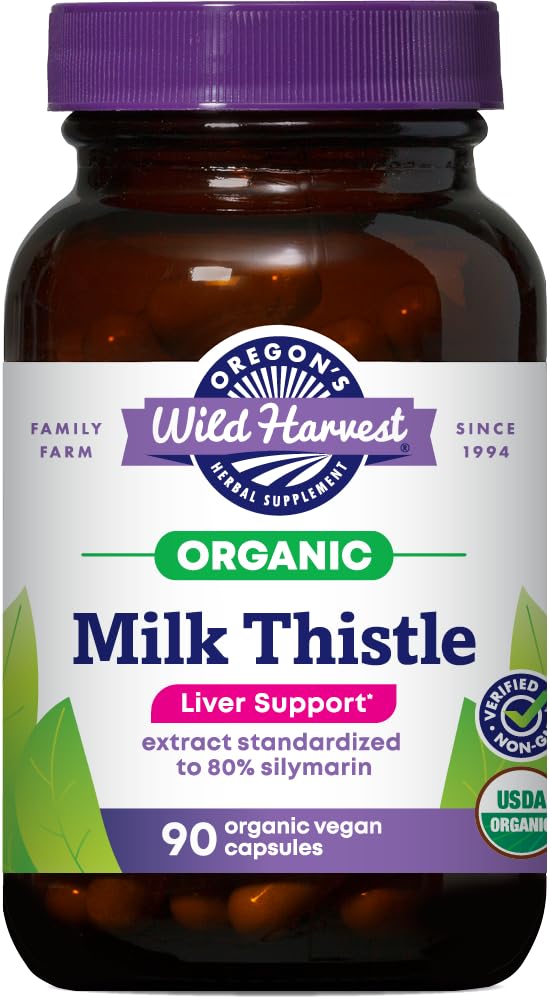 Oregon's Wild Harvest Certified Organic Milk Thistle USDA Certified Organic Herbal Supplement, 90 Count