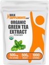 BulkSupplements.com Βιολογικό Πράσινο Τσάι Εκχύλισμα σκόνη - Βιολογικό Πράσινο Τσάι σκόνη, Πολυφαινόλες συμπλήρωμα - Vegan & Gluten Free, 500mg ανά Σερβίρισμα, 500g (1,1 lbs) (πακέτο του 1)