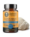 Mushroom Wellness Lion’s Mane Blend with Reishi: Organic Lion's Mane & Reishi Mushroom Caps, Mushroom Powder Supplement, Υποστηρίζει Γνωστική Υγεία, Μνήμη, και Ψυχική Εστίαση, 90 Vegan Capsles