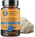 Mushroom Wellness Lion’s Mane Blend with Reishi: Organic Lion's Mane & Reishi Mushroom Capsules, Mushroom Powder Supplement, Supports Cognitive Health, Memory, and Mental Focus, 90 Vegan Capsules