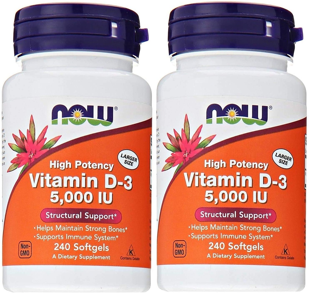 Τώρα Τροφίμων Βιταμίνη D3 5.000 IU, 240 softgels (πακέτο των 2)