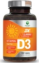 Βιταμίνη D3 5000iu (125 mcg) Υποστήριξη για την Ανοσοποιητική Υγεία - Υψηλής ισχύος συμπλήρωμα διατροφής βιταμίνης D για τα οστά, δόντια, μύες - VIT D της φύσης, Vegan, Χωρίς γλουτένη, άρωμα σμέουρων - 120 Μασώμενα δισκία