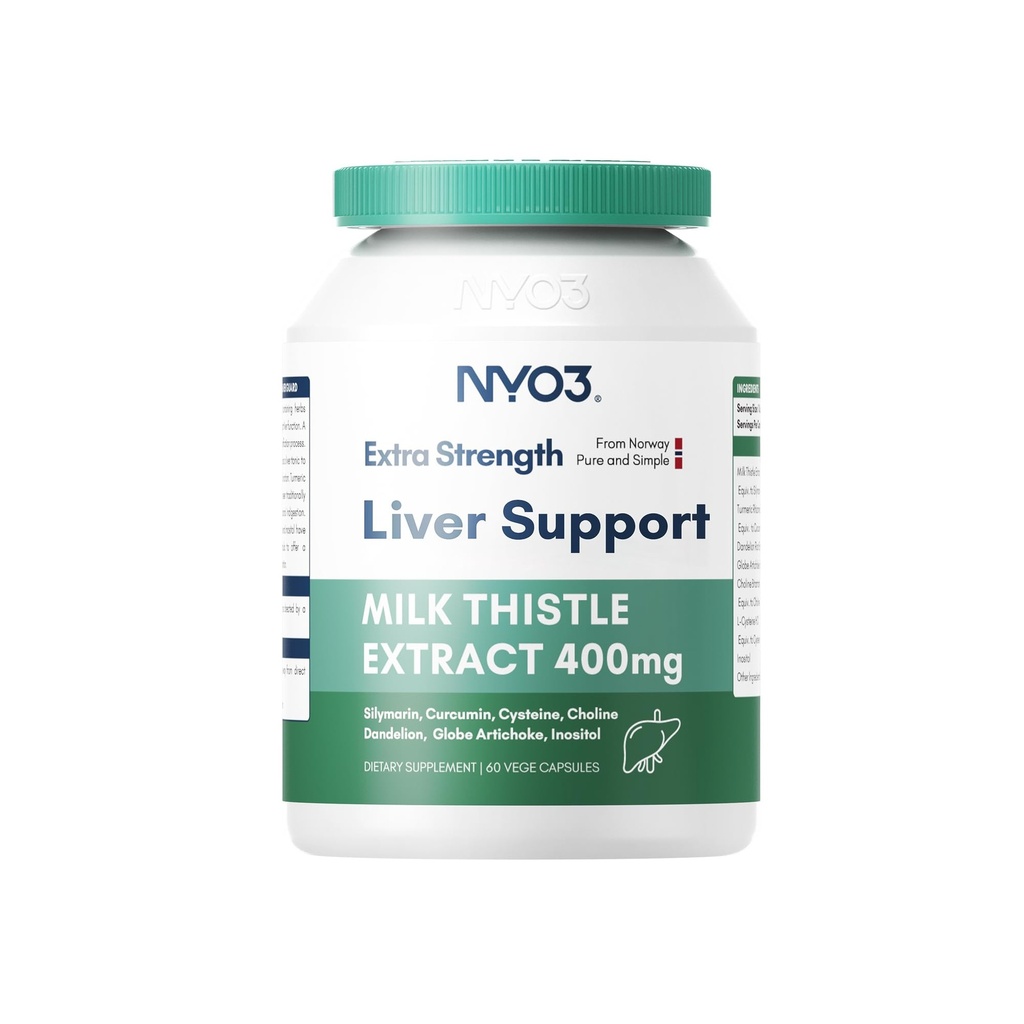 NYO3 28000mg Γαϊδουράγκαθο γάλακτος 70:1 Εκχύλισμα 400mg με κουρκουμίνη & Artichoke, 83% Silymarin, 60 ημέρες προσφοράς, συμπλήρωμα βοτάνων για το συκώτι καθαρισμού Detox & επισκευή, αντιοξειδωτική υποστήριξη, μη GMO