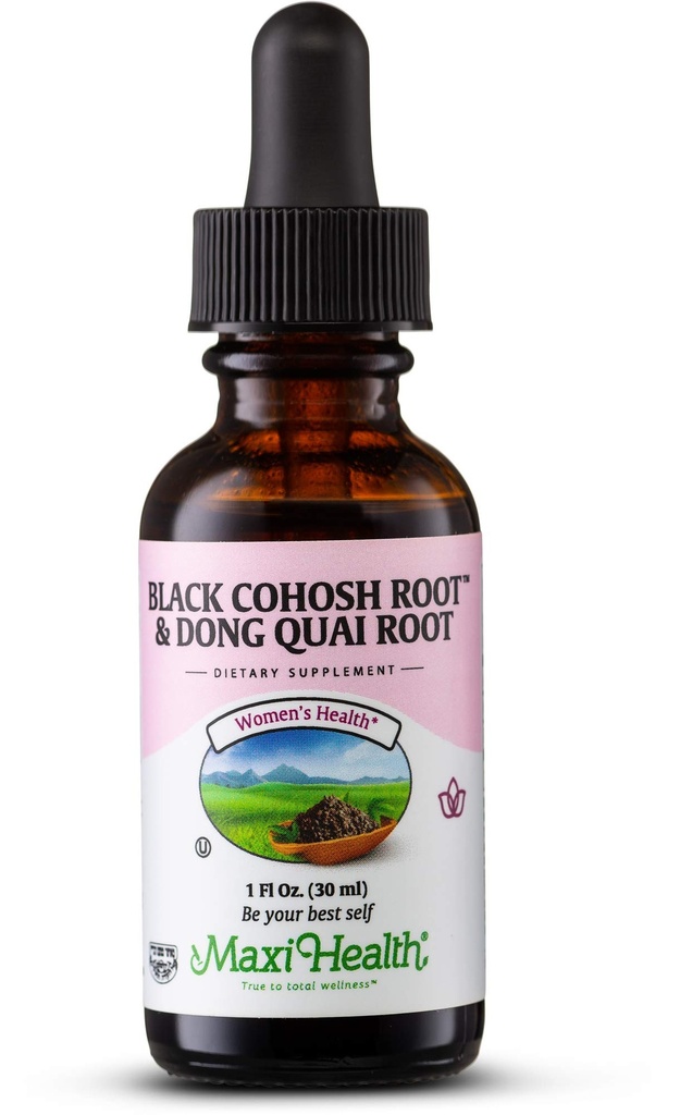 Maxi Health Black Cohosh Root and Dong Quai Root Extract - Γυναικεία Φόρμουλα, 1 fl Oz μπουκάλι - Kosher
