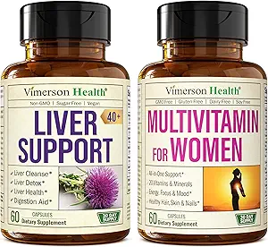 Liver Cleanse Detox & Repair Milk Thistle συμπλήρωμα για ενήλικες άνω των 40 & Multivitamin για γυναίκες