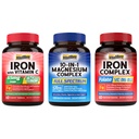 10 σε 1 Magnesium Complex & Iron Supplement, 65mg Carbonyl Iron με 250mg Βιταμίνη C & 5 σε 1 Iron Complex