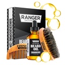Beard Kit by Ranger Grooming Company by Leven Rose, 100% Βιολογικό Φυσικό Αρωματικό Αρωματικό Ελαιόλαδο, Βούρτσα Γυαλιά, Φυσικό Ξύλινο Σετ Αναψυκτικών