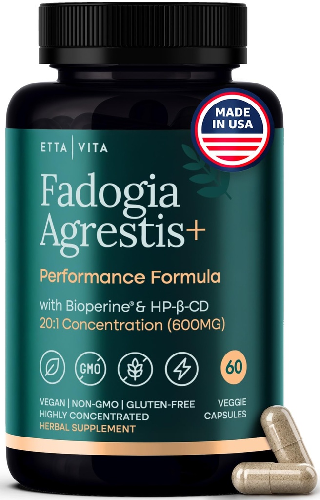 Organic Fadogia Agrestis 600mg για την υποστήριξη φυσικών δοκιμών (2X More Pure - 3X More Absorbent) Athlete Εγκεκριμένος - Υποστηρίζει την ανάπτυξη των μυών & την αποκατάσταση, υγιή επίπεδα ενέργειας, Drive, Stamina & Mood - 60ct