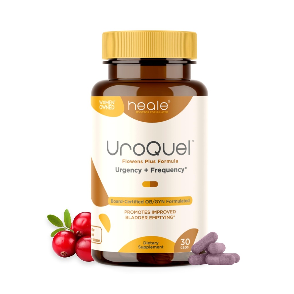 UroQuel - Natural Bladder Control Cranberry Supplement - Μείωση Επείγοντος Μπάνιου, Συχνότητα, Ακράτεια, με Flowens - OBGYN Formulated - χάπια βατόμουρο για γυναίκες & άνδρες - by Heale - 30 κάψουλες