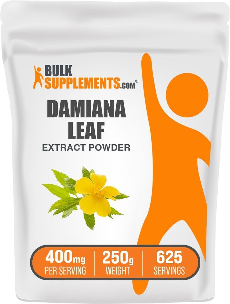 BulkSupplements.com Damiana Extract Powder - συμπλήρωμα Damiana, συμπλήρωμα βοτάνων - Vegan & Gluten Free, 400mg per Serving, 250g (8,8 oz) (πακέτο του 1)