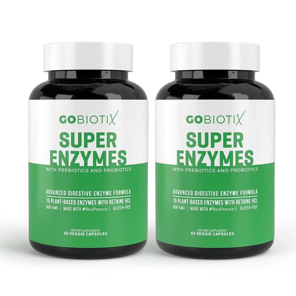 GOBIOTIX Συμπληρώματα διεγερτικών ενζύμων με πρεβιοτικά και προβιοτικά για γυναίκες και άνδρες - Υγεία των ούρων, Διέγερση γλουτένης, Απορρόφηση λακτόζης, Φυτικά Διηθητικά Χάπια - 120 Κάψουλες