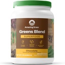Amazing Grass Greens Superfood Powder: Greens Powder with Digestive Enzymes & Probiotics, Organic Spirulina, Chlorella, and Beet Root Powder, Chocolate, 100 Servings