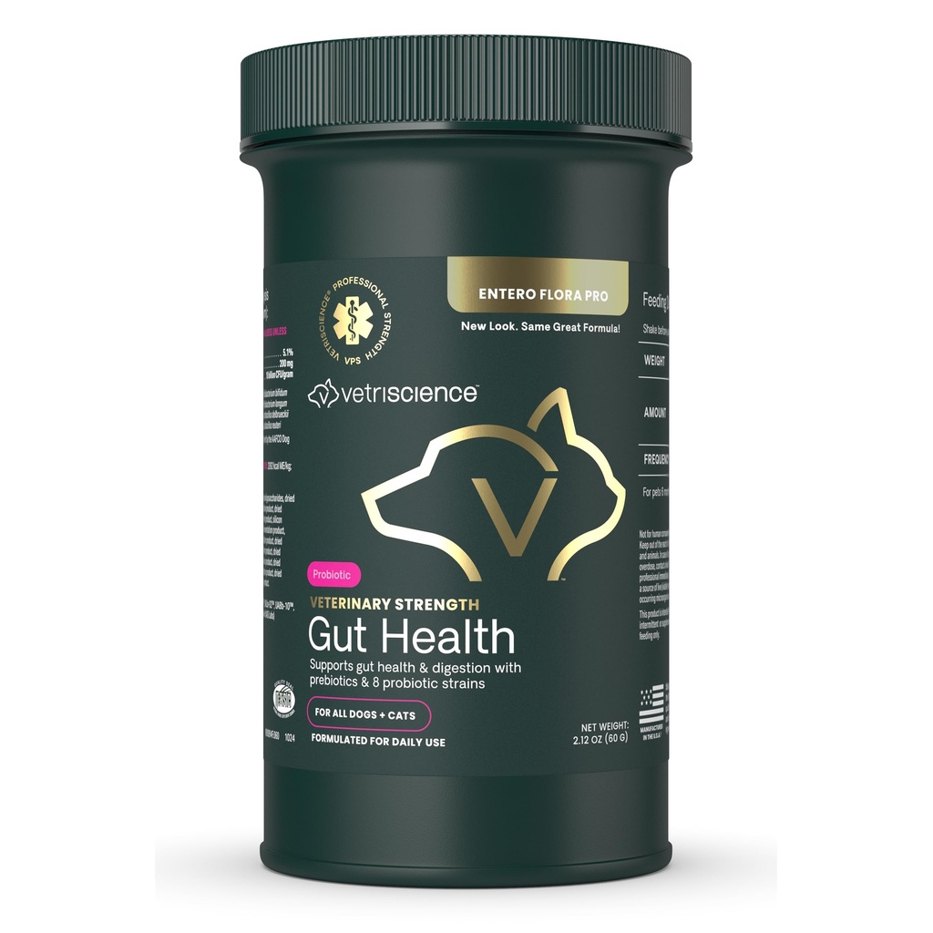 VetriScience Κτηνιατρική δύναμη Gut Health Powder - συμπλήρωμα υγείας για κατοικίδια ζώα - Ανοσία Υποστήριξη - Pet-Friendly Probiotic σκόνη - Άγευστη & Άοσμη - 60 εξυπηρετούν