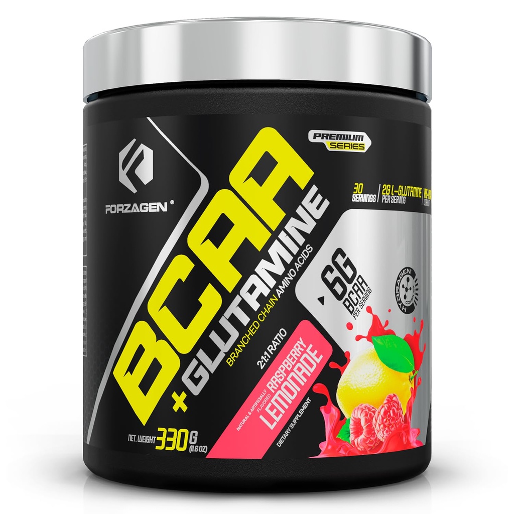 Forzagen BCAAS Amino Acids Σκόνη με Glutamine BCAA Σκόνη, Διακλαδισμένη Αλυσίδα Amino Acids Συμπληρώματα σκόνης, BCAA Lean Energy Pre προπόνηση - μετά την προπόνηση Muscle Recovery Powder, 30 εξυπηρετούν