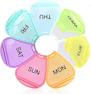 Weekly Pill Organizer 7 Day, Large Daily Pill Cases, Pill Box, Pill Holder, Pill Dispenser, Travel Pill Organizer for Vitamins, Fish Oils, Supplements (Colorful)