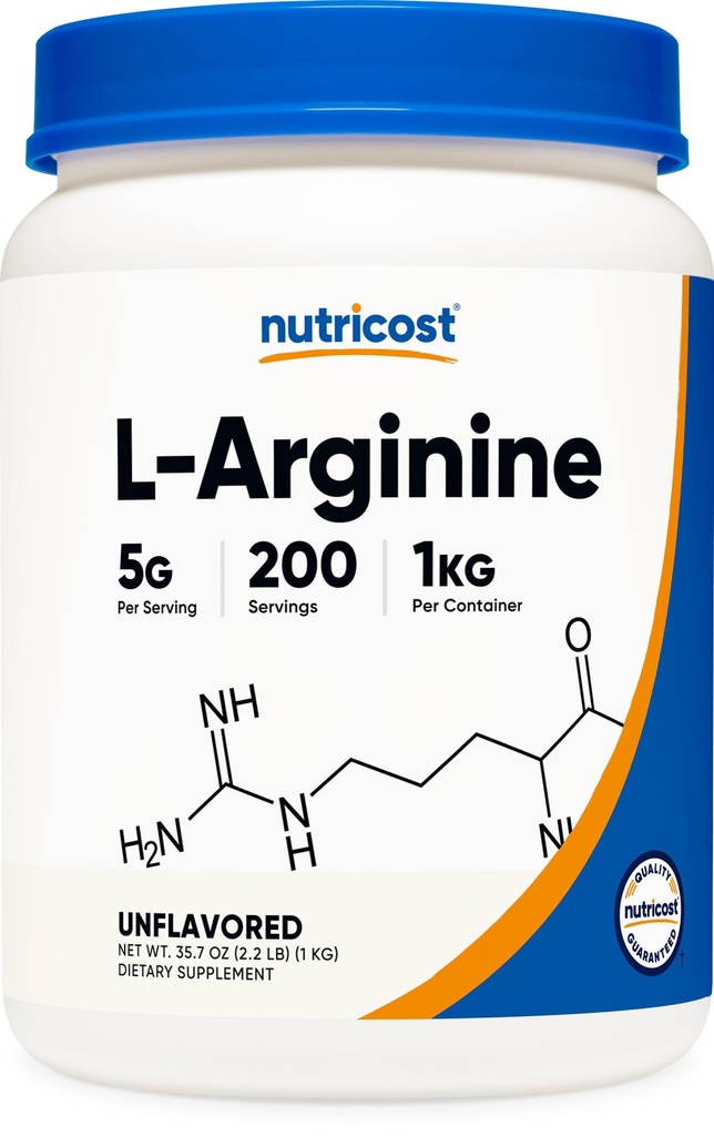 Nutricost L-αργινίνη σε σκόνη 1KG - καθαρή L-αργινίνη, 5g ανά υπηρεσία