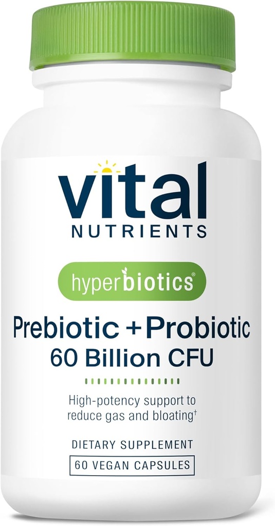 Hyperbiotics Vital Nutrients Prebiotic and Probiotic for Women and Men | 60 Billion CFU | Pre and Probiotics Supports Digestive Health, Constipation, Diarrhea, Gas & Bloating | 60 Vegan Capsules