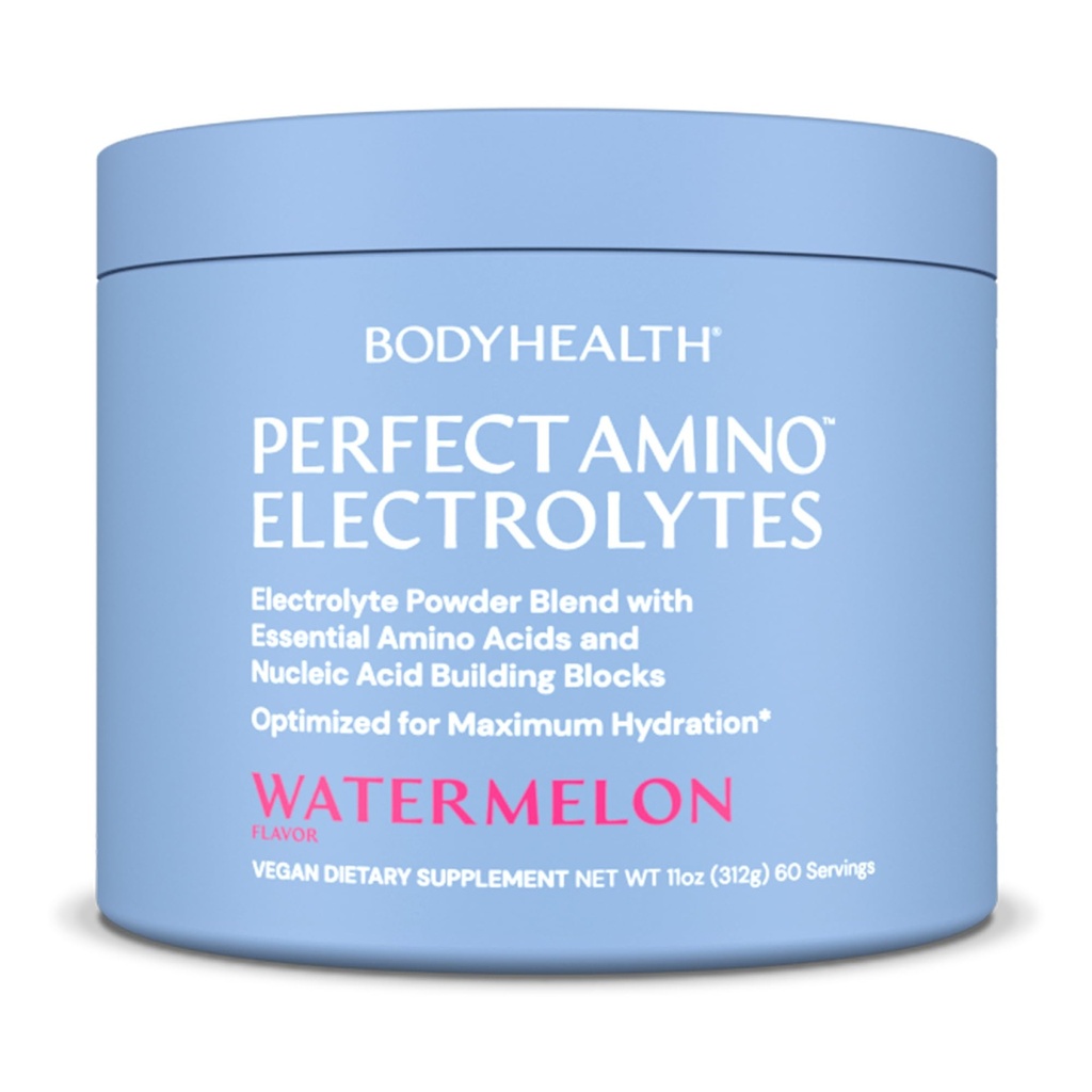 BodyHealth PerfectAmino Electrolytes Powder No Sugar, Keto Sugar Free Fasting Electrolytes Drink Mix, Hydration Powder with Trace Minerals - Watermelon - 60 Services
