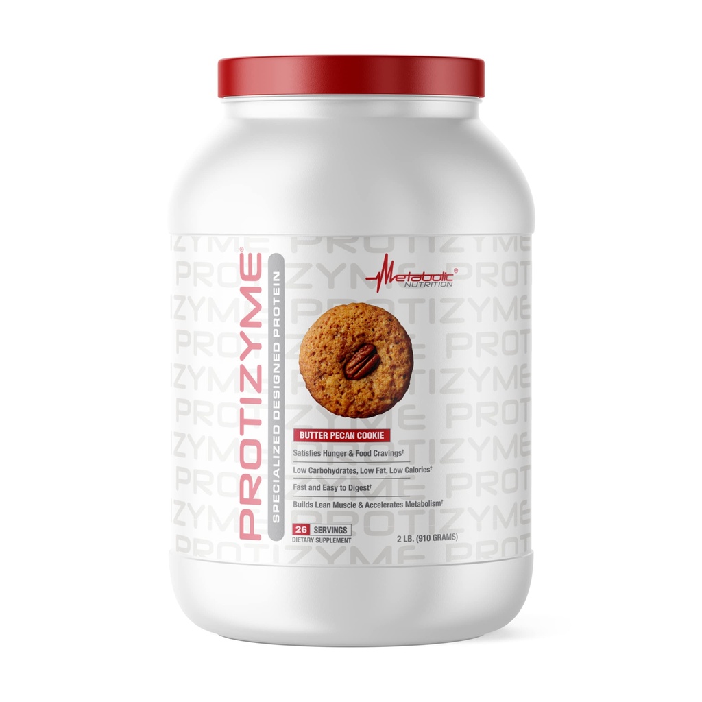 Μεταβολική Διατροφή, Protizyme, 100% σκόνη πρωτεΐνης ορού γάλακτος, υψηλής πρωτεΐνης, χαμηλής περιεκτικότητας σε υδατάνθρακες, χαμηλής περιεκτικότητας σε λιπαρά πρωτεΐνη ορού γάλακτος, ανθεκτικά ένζυμα, 24 βασικές βιταμίνες και ορυκτά, Butter Pecan Cookie, 2 λίβρες (26 ser)