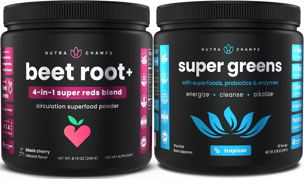 NutraChamps Σκόνη ρίζας τεύτλων - Πράσινα Superfood σκόνη