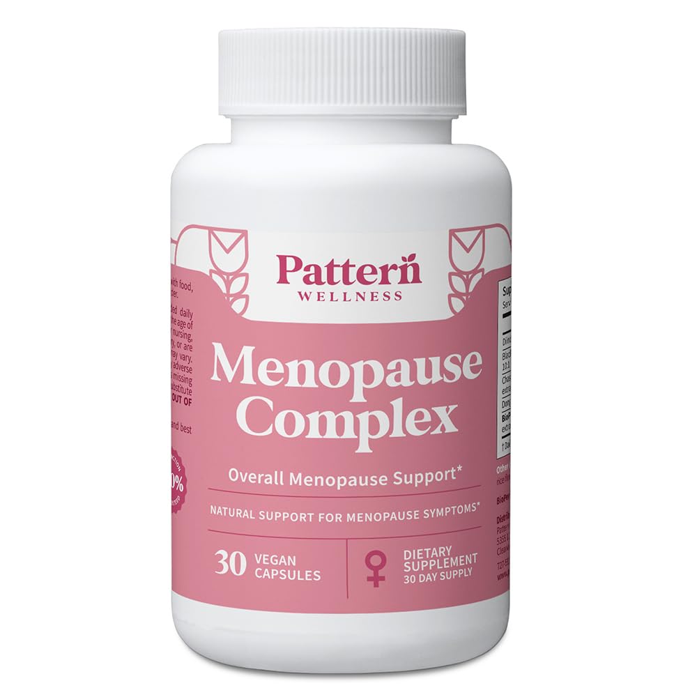 Pattern Wellness Εμμηνόπαυση Complex – Βότανο συμπλήρωμα για Wellness & Hormone Υγεία Υποστήριξη – με Black Cohosh, DIM & Bioperine® – 30 Vegan Κάψουλες, 3ο Κόμμα Δοκιμασμένο