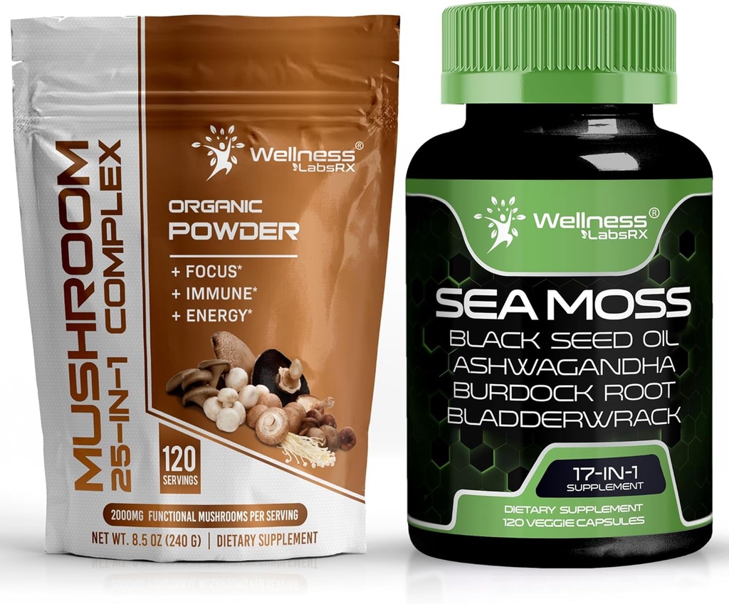 WELNESS LABSRX Mushroom Powder 2000mg - κάψουλες Irish Sea Moss