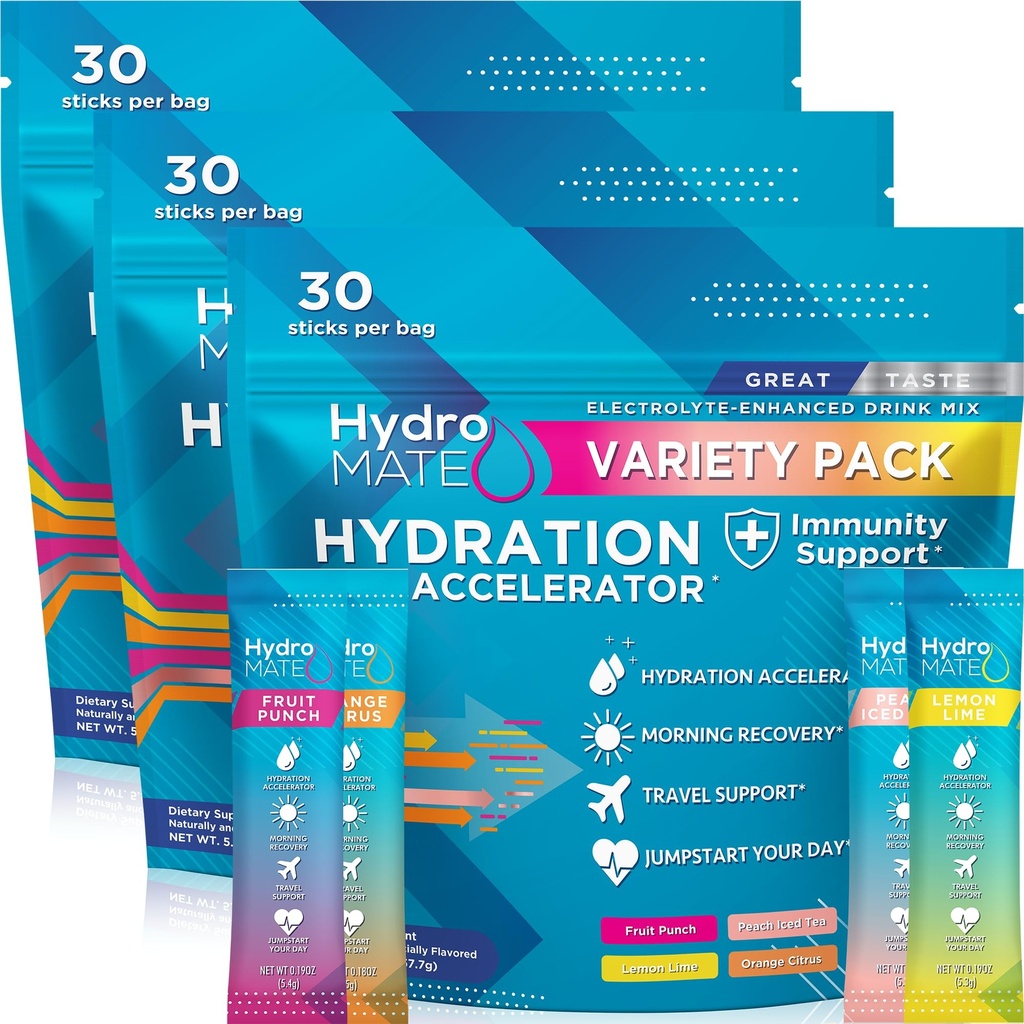HydroMATE Ηλεκτρολυτές σκόνης συσκευασίας χύμα πακέτα ενυδάτωσης χαμηλή ζάχαρη 90 κόμης