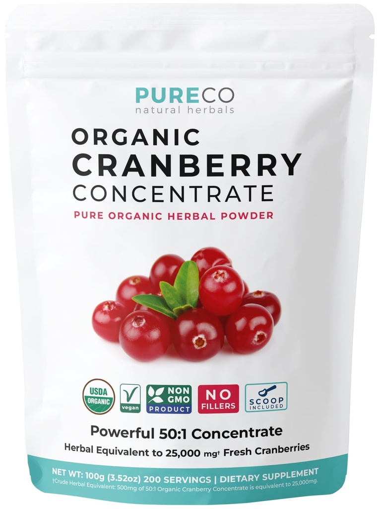 USDA Cranberry σκόνη Βιολογικό Πιστοποιημένο - Βιολογικό Cranberry χυμός συμπυκνωμένο υποστήριξη Ουρίας Φυλλαδική υγεία για γυναίκες & άνδρες - καθαρό Berry συμπύκνωμα Vegan μη-GMO & Filler Δωρεάν (200 εξυπηρετούν)