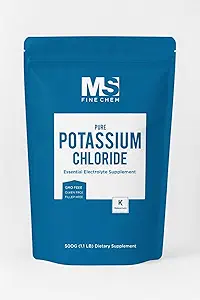Potassium Chloride Powder - 500 gram - 1.1 lb - Potassium Supplement Powder, Potassium Chloride Salt Substitute, Potassium Salt - Gluten Free, 200mg per Serving