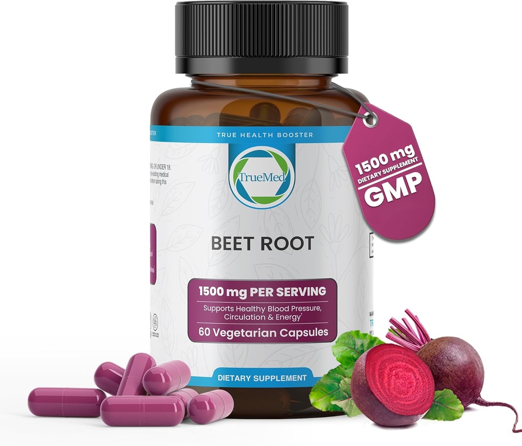Organic Beet Root Powder Capsules | Support Energy, Stamina & Endurance, Boost Nitric Oxide, Support Heart Health & Circulation | Non-GMO | 60 Vegetable Capsules, USA Made & GMP Certified
