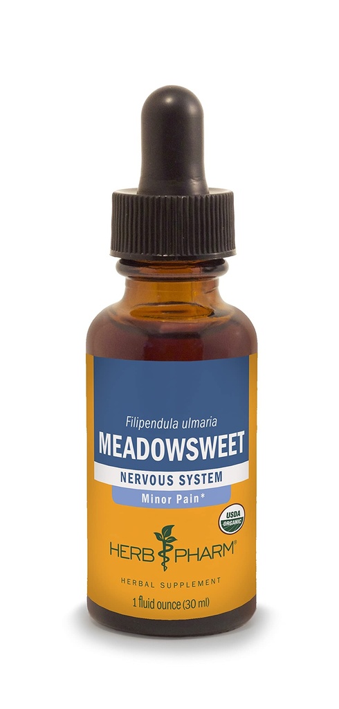 Herb Pharm Certified Organic Meadowsweet Liquid Extract Drops for Minor Pain, 1 Oz