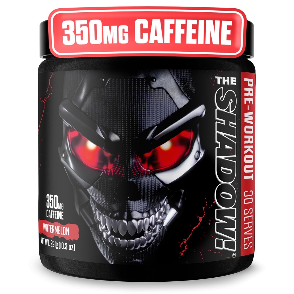 JNX SPORTS The Shadow! 350mg Caffeine Hard Core Preworkout - Καρπούζι 30 Εξυπηρετεί Ηλεκτρική Ενέργεια, Ψυχική Εστίαση & Υπεράνθρωπη Δύναμη για Άνδρες & Γυναίκες