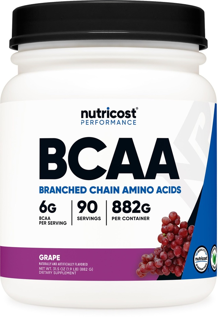 Nutricost BCAA Powder (Σταφύλι, 90 σέρβις) - Βέλτιστη 2:1:1 αναλογία, χορτοφάγοι, μη ΓΤΟ