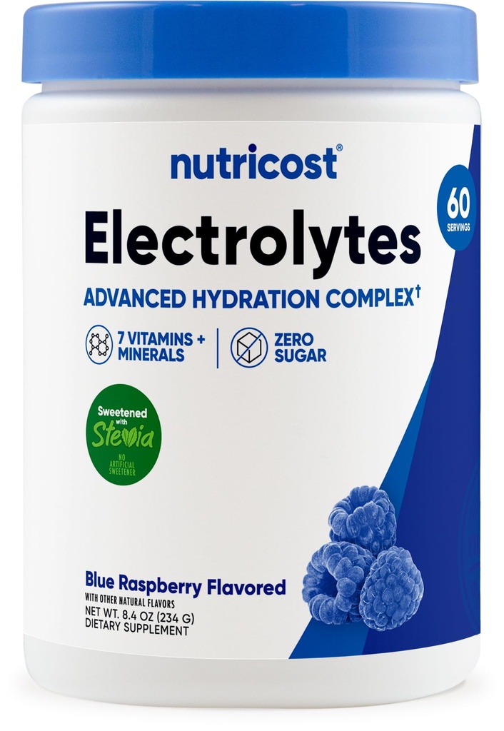 Nutricost Ηλεκτρολυτικό Σύμπλεγμα σε σκόνη (60 Σερβιέτες, Μπλε Βατόμουρο) - Συμπλήρωμα ενυδάτωσης Ποτό Μίγμα με Βιταμίνες και Ορυκτά