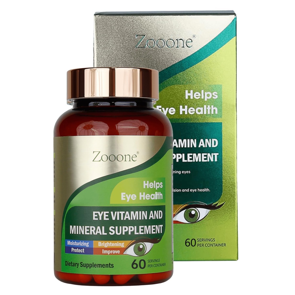 Zoone- 60pcs Lutein Eye Vitamins Συμπλήρωμα διατροφής για την υποστήριξη της ωορρηξίας & ξηρών ματιών, Περιέχει λουτεΐνη, ψευδάργυρο, βιταμίνες C/E & ζεαξανθίνη