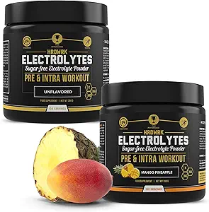 HRDWRK - 100 Servings Keto Electrolytes Powder Hydration Sugar Free - Electrolyte Powder to Boost Endurance & Reduce Fatigue with Electrolytes Supplement - Unflavored & Mango Pineapple Set