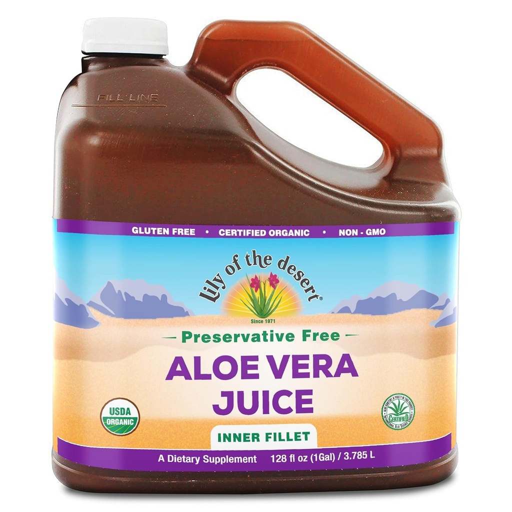 Lily of the Desert Aloe Vera Juice - Βιολογικό, συντηρητικό-ελεύθερο εσωτερικό φιλέτο Aloe Vera Ποτό με φυσικά διεγερτικά ένζυμα για την υγεία των ούλων, ανακούφιση στο στομάχι, ευεξία, λαμπερό δέρμα, 128 Fl Oz
