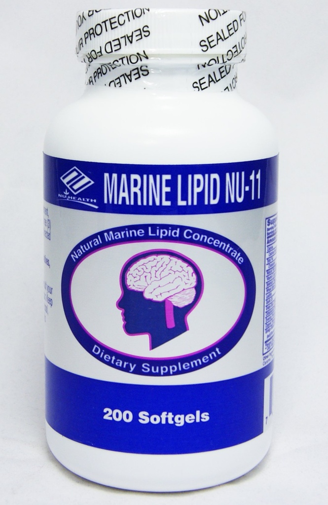 Marine Lipid Nu-11 in 1 Including : ιχθυέλαιο, σόγια λεκιθίνη, έλαιο σιταριού, σέλινο, σκόρδο, εκχύλισμα σταφυλιού, βιταμίνη Ε, σκόνη οκτακόσαντα, βραδύ πρωμέλαιο, οργονογόνο έλαιο λιναρόσπορου, εκχύλισμα Ginkgo Biloba.